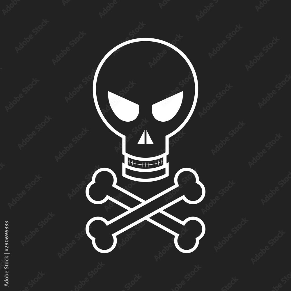 Skull and crossbones hand drawn. Flat cartoon style. Vector illustration. Skull and crossbones hand drawn. Flat cartoon style. Vector illustration.