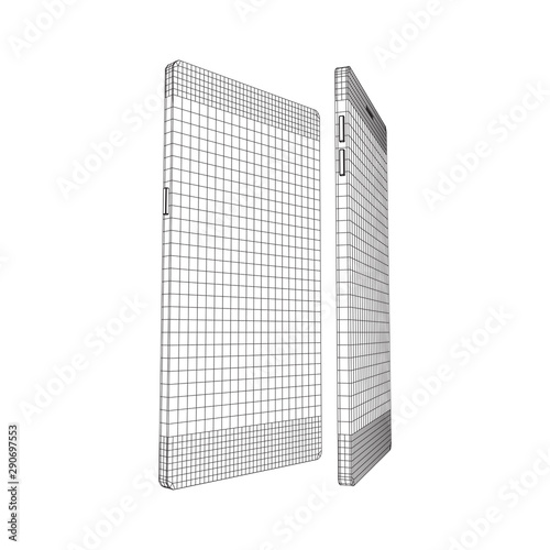 Smartphone mobile touch screen display. Polygonal geometric design connected lines. Wireframe low poly mesh vector illustration.