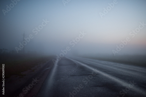 Foggy asphalt road countryside