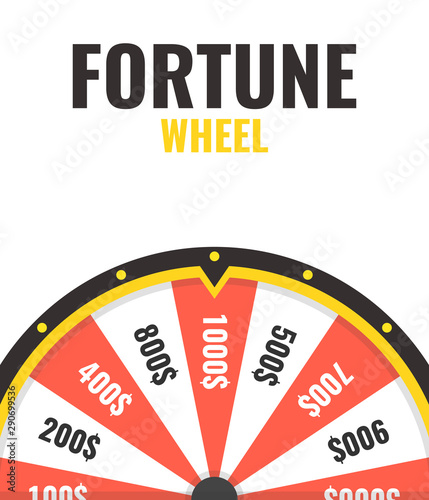Fortune wheel in flat style. Game money, winner play luck. Vector illustration.