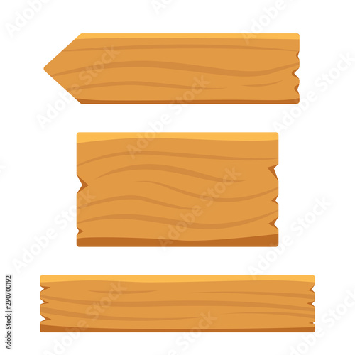 Wooden planks set. Cartoon wood texture. Vector illustration.