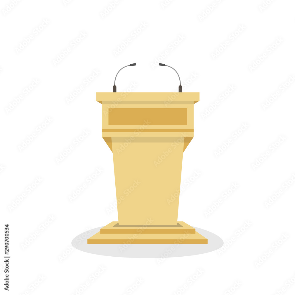 Wooden tribune isolated on white background. Vector illustration.