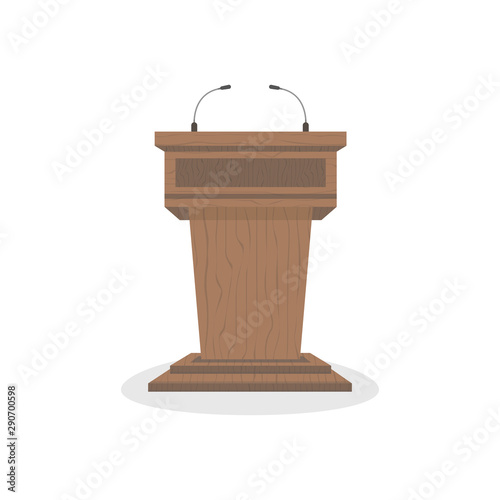 Wooden tribune isolated on white background. Vector illustration.