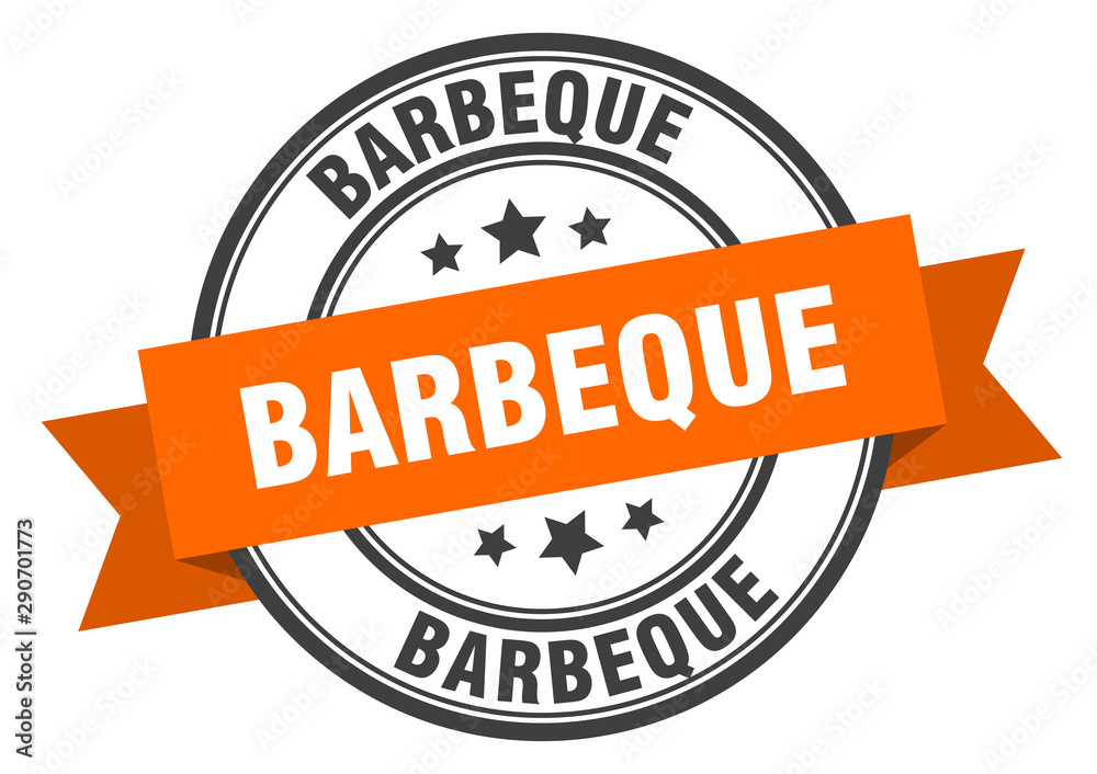 Fototapeta premium barbeque label. barbeque orange band sign. barbeque