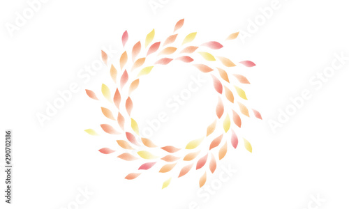水彩　葉　花輪