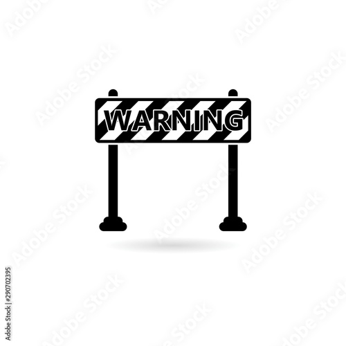 Warning attention sign. Text Warning with sign on white background photo