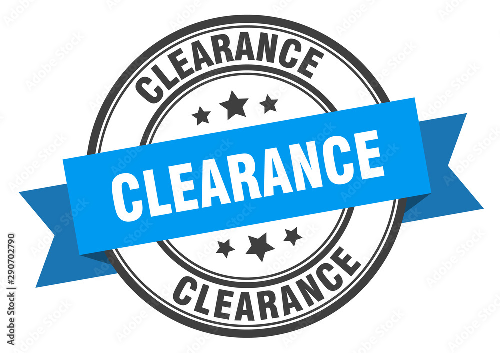 clearance label. clearance blue band sign. clearance