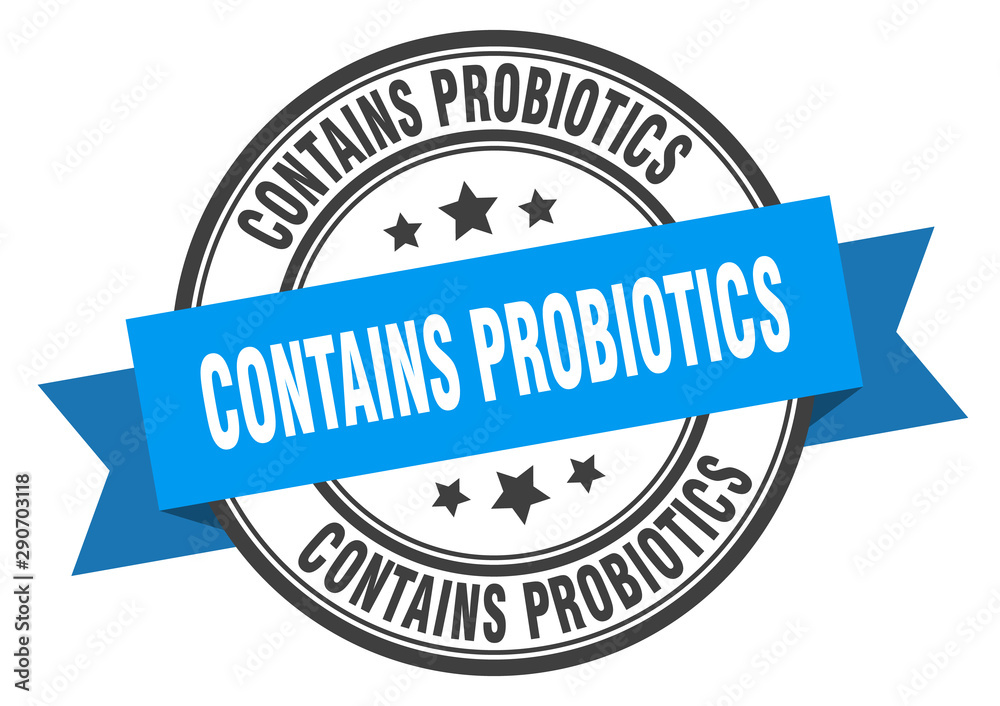 Fototapeta premium contains probiotics label. contains probiotics blue band sign. contains probiotics