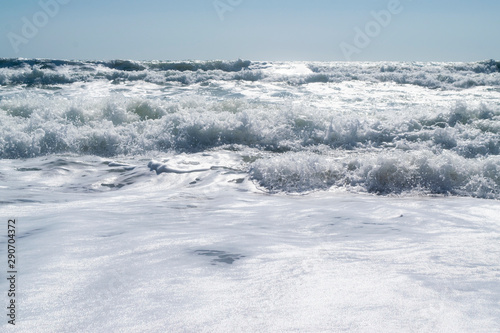 Black Sea. Summer storm. Waves lapping at the sandy beach. © Андрей Захаров