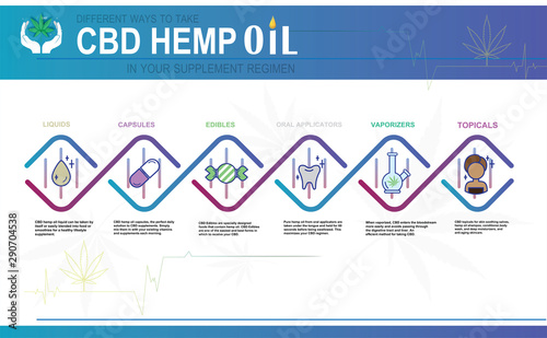 CBD hemp oil in your supplement regimen,vector infographic icon on white background and poster.