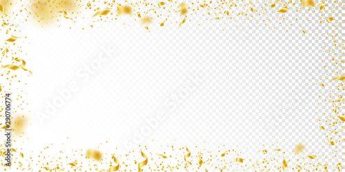 Streamers and confetti. Gold tinsel and foil ribbo