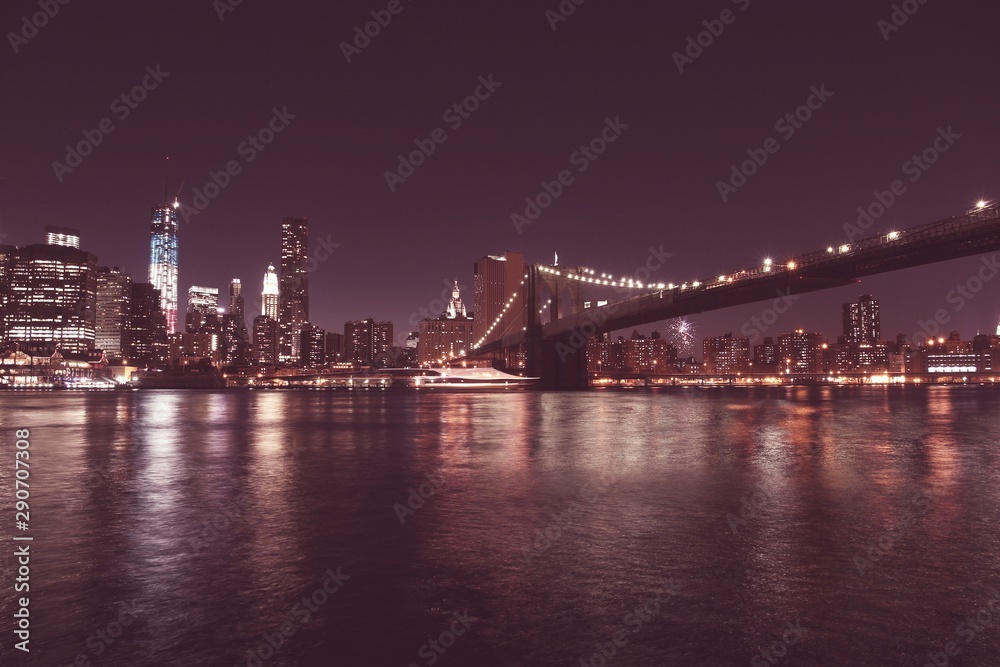 New York night. Retro color filter.