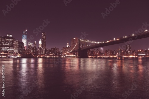 New York night. Retro color filter.