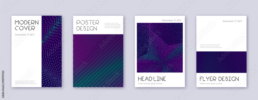 Minimal brochure design template set. Neon abstrac