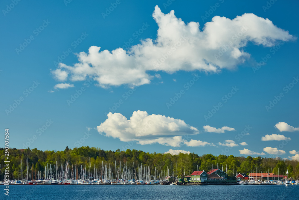 Fototapeta premium Oslo fjord and sky with clouds