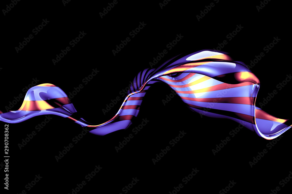 Obraz premium Beautiful elegant metal splash on a black background. 3d illustration, 3d rendering.