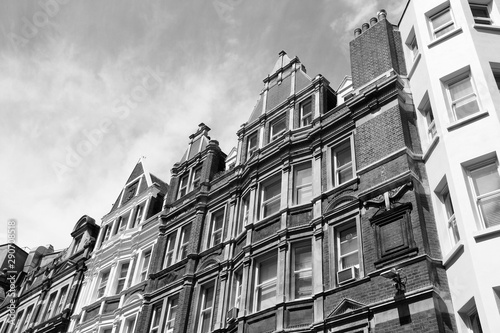 London - Irving Street. Black and white vintage style.