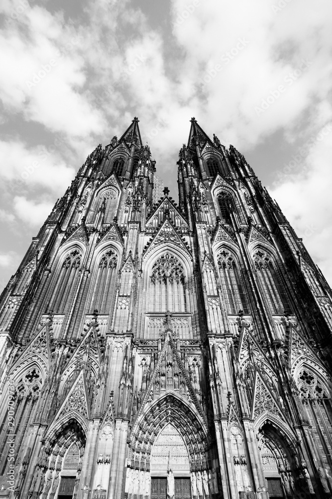 Cologne cathedral, Germany. Black and white retro style.