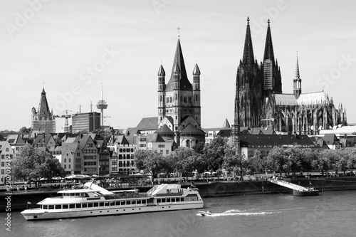Cologne, Germany. Black and white retro style.