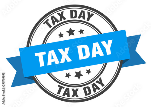 tax day label. tax day blue band sign. tax day