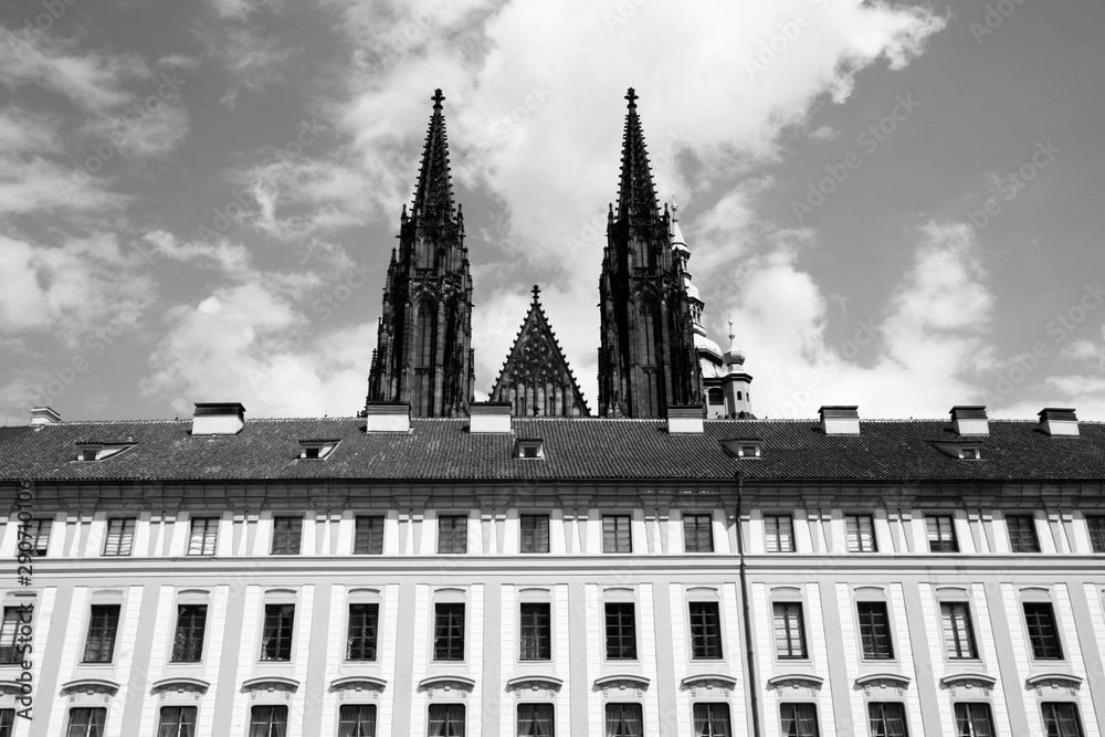 Prague. Black and white retro style.