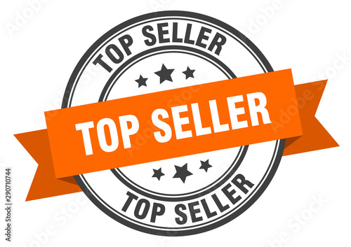 top seller label. top seller orange band sign. top seller