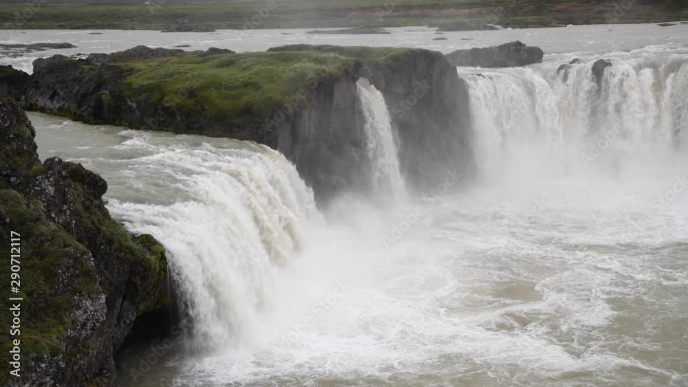 Godafoss Waterfalls with the power of water in slow motion, Iceland Godafoss Waterfalls with the power of water in slow motion, Iceland