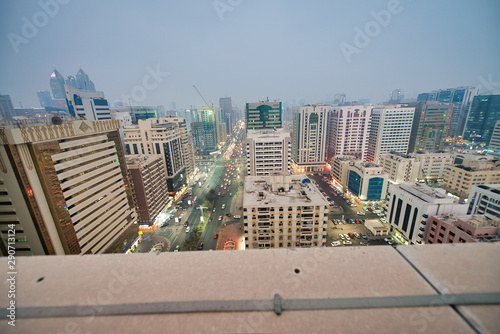 Aerial view of Al Danah district skyline in Abu Dhabi, United Arab Emirates photo