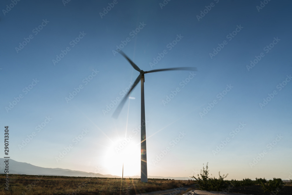 windmill field generating clean energy at full capacity