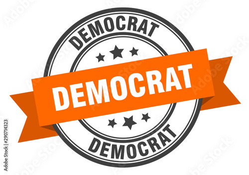 democrat label. democrat orange band sign. democrat