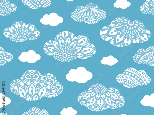 Ornamental Clouds Pattern. Endless Vector.