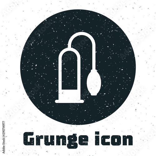 Grunge Penis pump icon isolated on white background. Penis enlarger. Sex toy for men. Vacuum pump with a blower to increase the penis. Vector Illustration