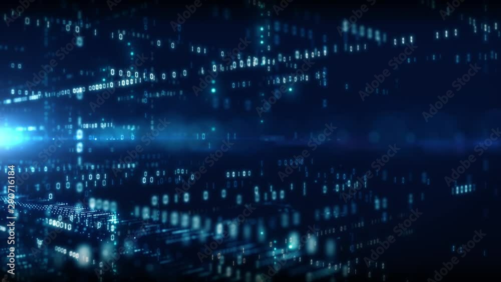 4K Digital cyberspace with particles and Digital data network connections concept.