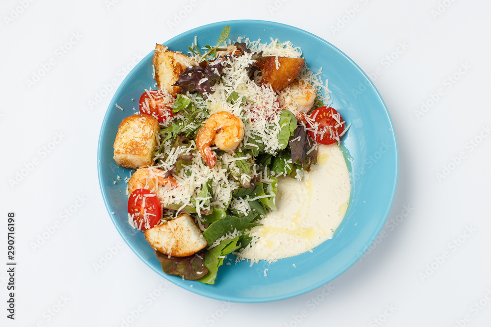 salad caesar with a shrimps and seafood salad caesar with a shrimps and seafood