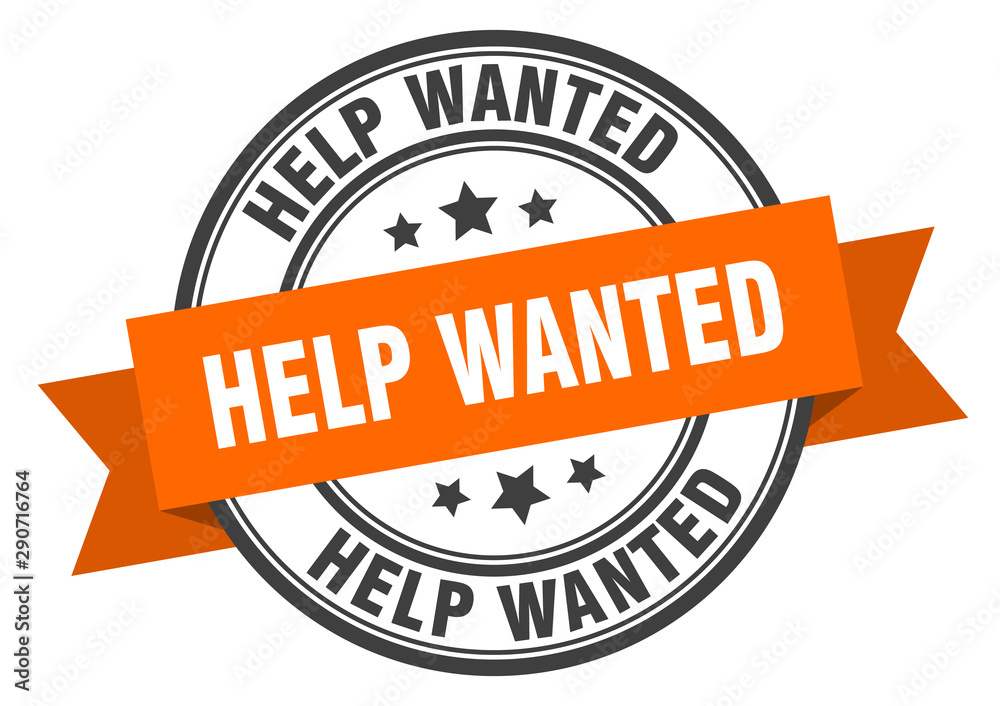 Fototapeta premium help wanted label. help wanted orange band sign. help wanted