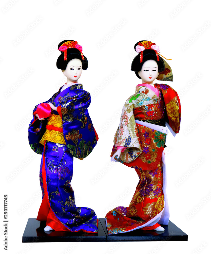  souvenir of Asian geisha doll, Japanese doll in kimono dress,