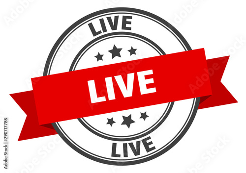 live label. live red band sign. live