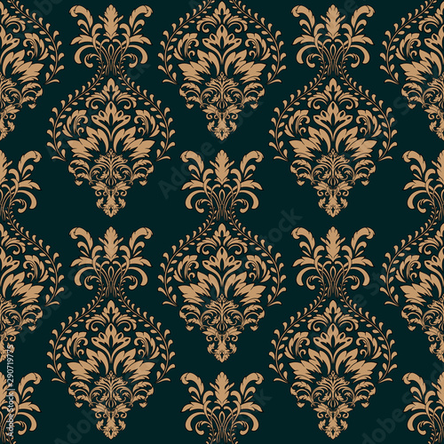Vector damask seamless pattern background. Classical luxury old fashioned damask ornament, royal victorian seamless texture for wallpapers, textile, wrapping. Exquisite floral baroque template.