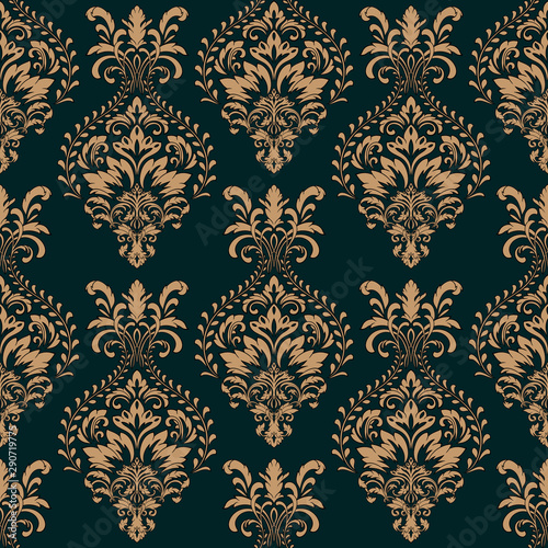 Vector damask seamless pattern background. Classical luxury old fashioned damask ornament, royal victorian seamless texture for wallpapers, textile, wrapping. Exquisite floral baroque template.