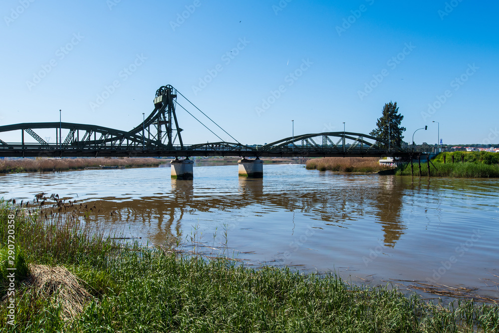 Metal bridge in the town of Alcácer do Sal, Alentejo, Portugal