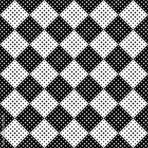 Seamless geometrical curved star pattern background - abstract black and white vector design