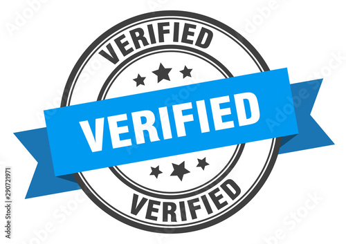 verified label. verified blue band sign. verified