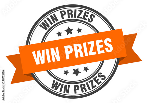 win prizes label. win prizes orange band sign. win prizes