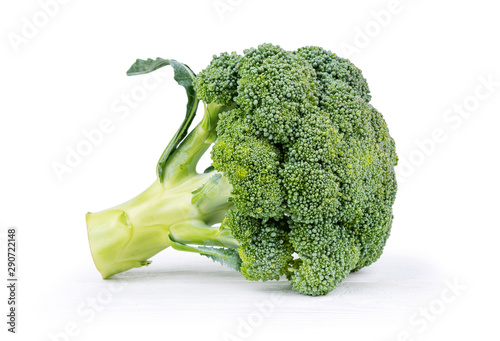 side view of broccoli on a white background