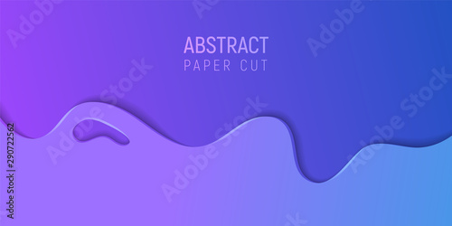 Abstract paper cut slime background. Banner with slime abstract background with purple and blue paper cut waves. Vector illustration.