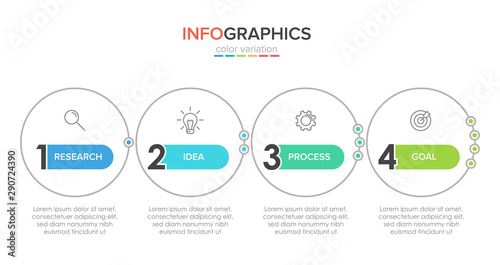 Infographic design with icons and 4 options or steps. Thin line vector. Infographics business concept. Can be used for info graphics, flow charts, presentations, web sites, banners, printed materials.