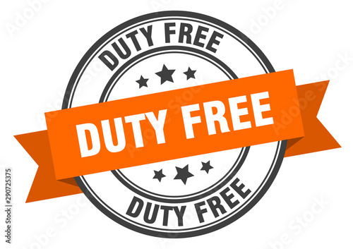 duty free label. duty free orange band sign. duty free