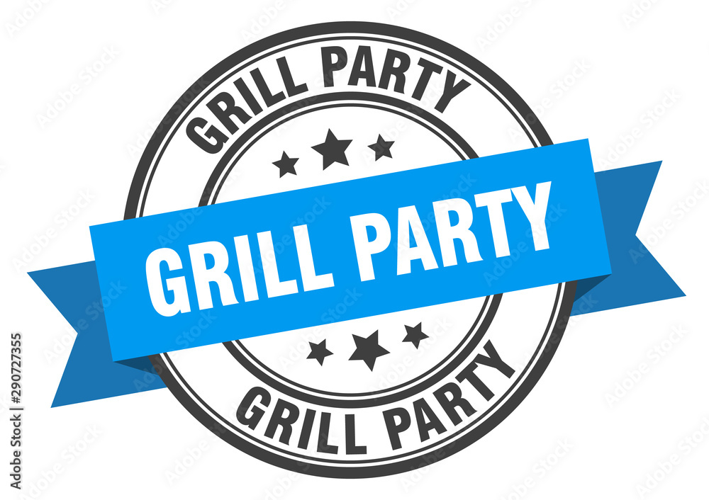 Fototapeta premium grill party label. grill party blue band sign. grill party