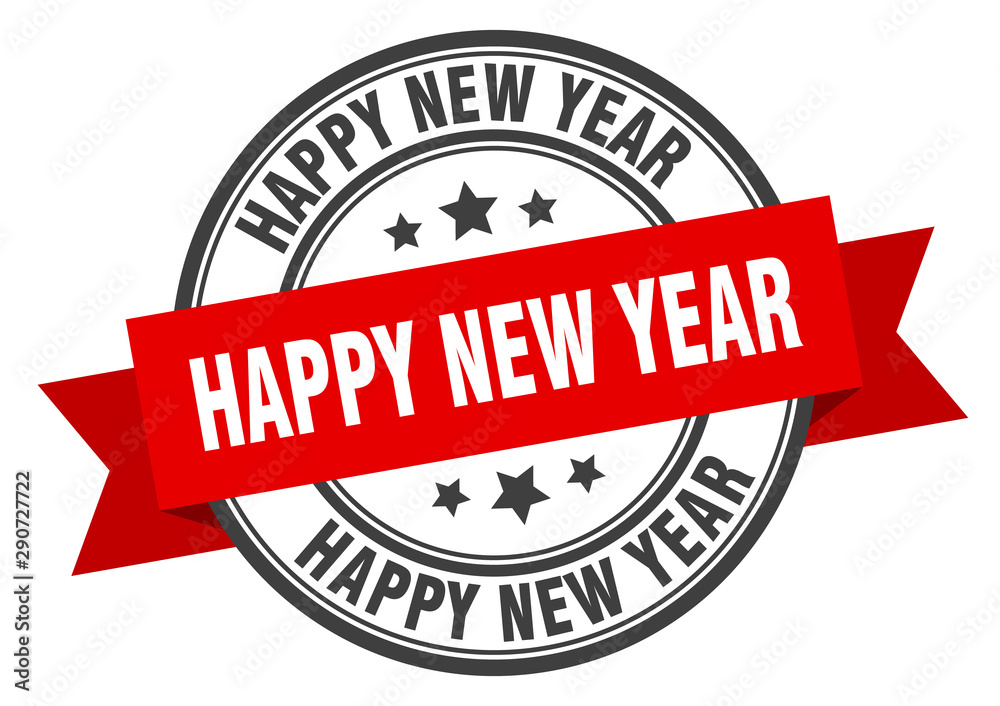 happy new year label. happy new year red band sign. happy new year happy new year label. happy new year red band sign. happy new year