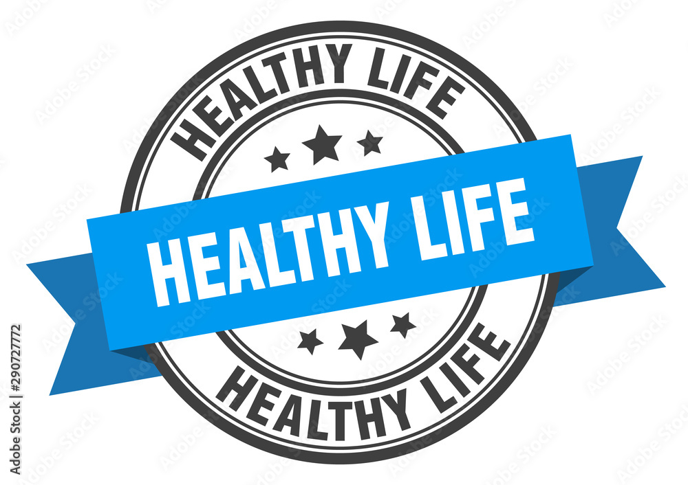 healthy life label. healthy life blue band sign. healthy life